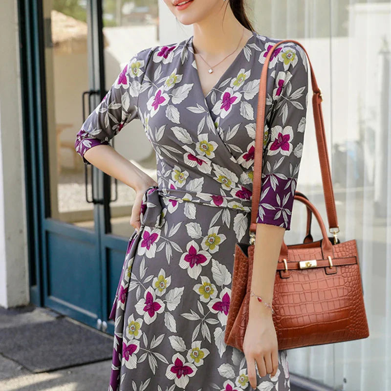 Cartera Tote Rayada Cocodrilo – Tres Compartimentos